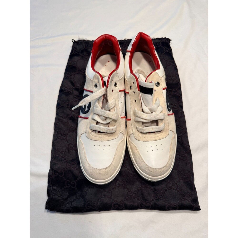 Authentic Gucci Interlocking G Mens Cream Sneaker US9